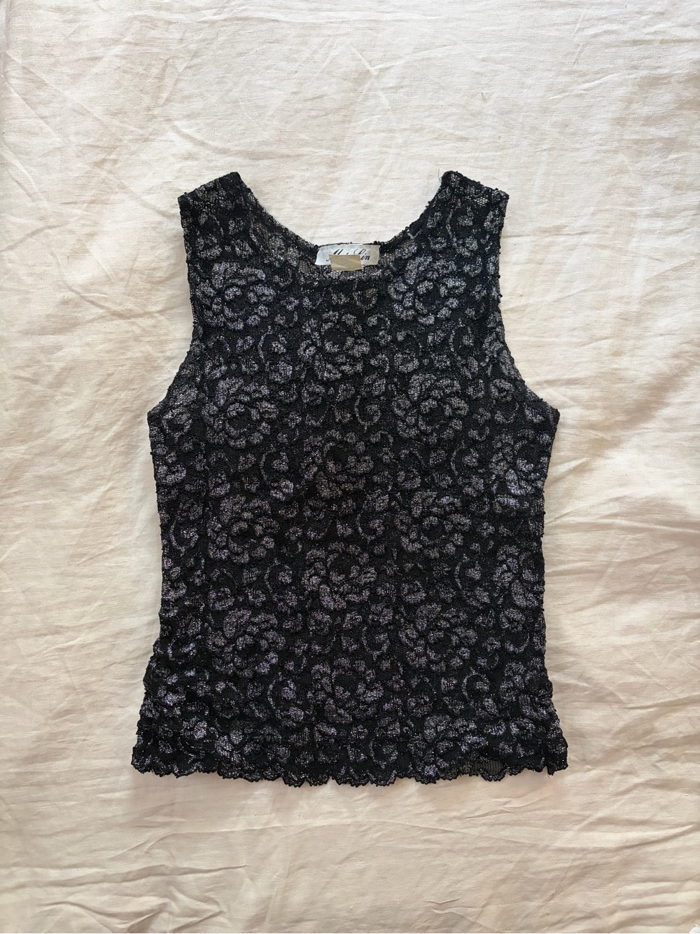 Vintage Black and Silver Floral Lace Top